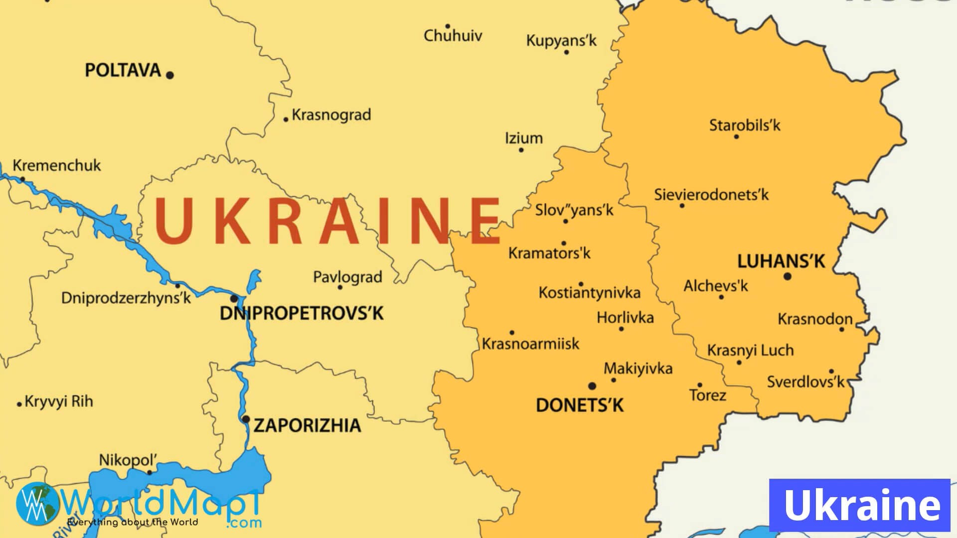 Ukrayna ve Donbas Bölgesi Sınır Haritası
